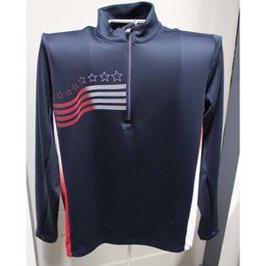 NWT ANTIGUA MEN'S LIBERTY PULLOVER 1/4 ZIP FLAG SIZE XL